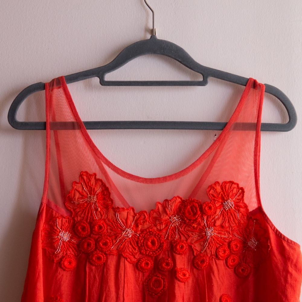 Anthropologie Boho Embroidered Orange Dress - Picture 4 of 4